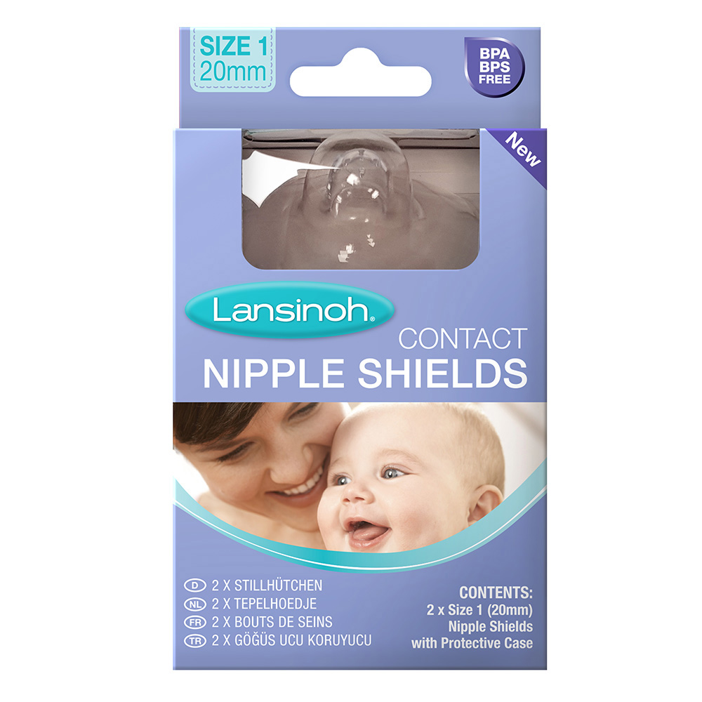 Lansinoh Contact Nipple Shields For Breastfeeding, 2 Nipple Shields - 24mm-  And Case